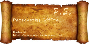 Paczovszky Sára névjegykártya