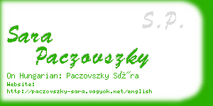 sara paczovszky business card